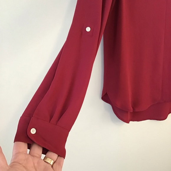 LOFT - Red long sleeve blouse scoop neck - Picture 3 of 8
